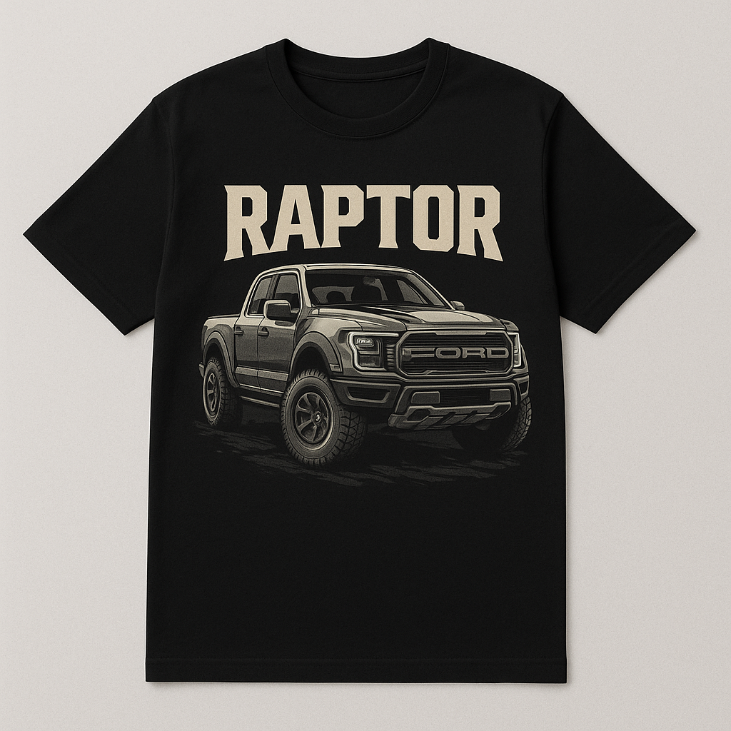 Black Ford Raptor Fit Essential Crew Neck Cotton T-Shirt