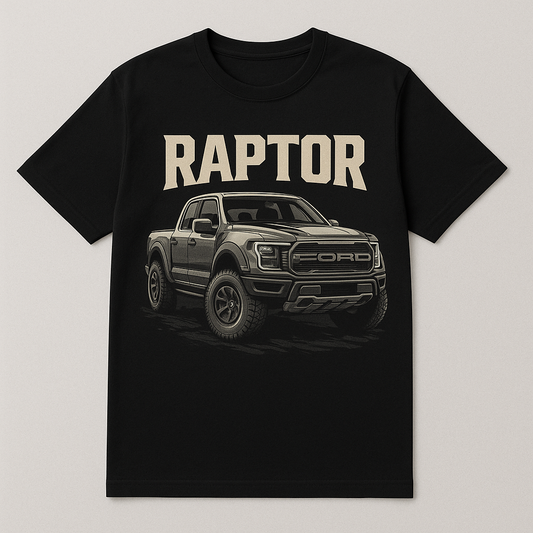 Black Ford Raptor Fit Essential Crew Neck Cotton T-Shirt