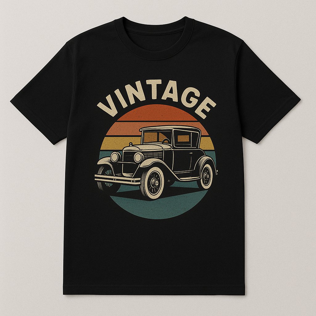 Black Regular Fit Vintage Essential Crew Neck Cotton T-Shirt
